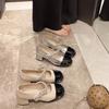 Einwort Silber Damen Einzelschuhe 2025 neuer Sommer neue hochhackige flachbodige französische Mary Jane Einzelschuhe Damen kleine Lederschuhe