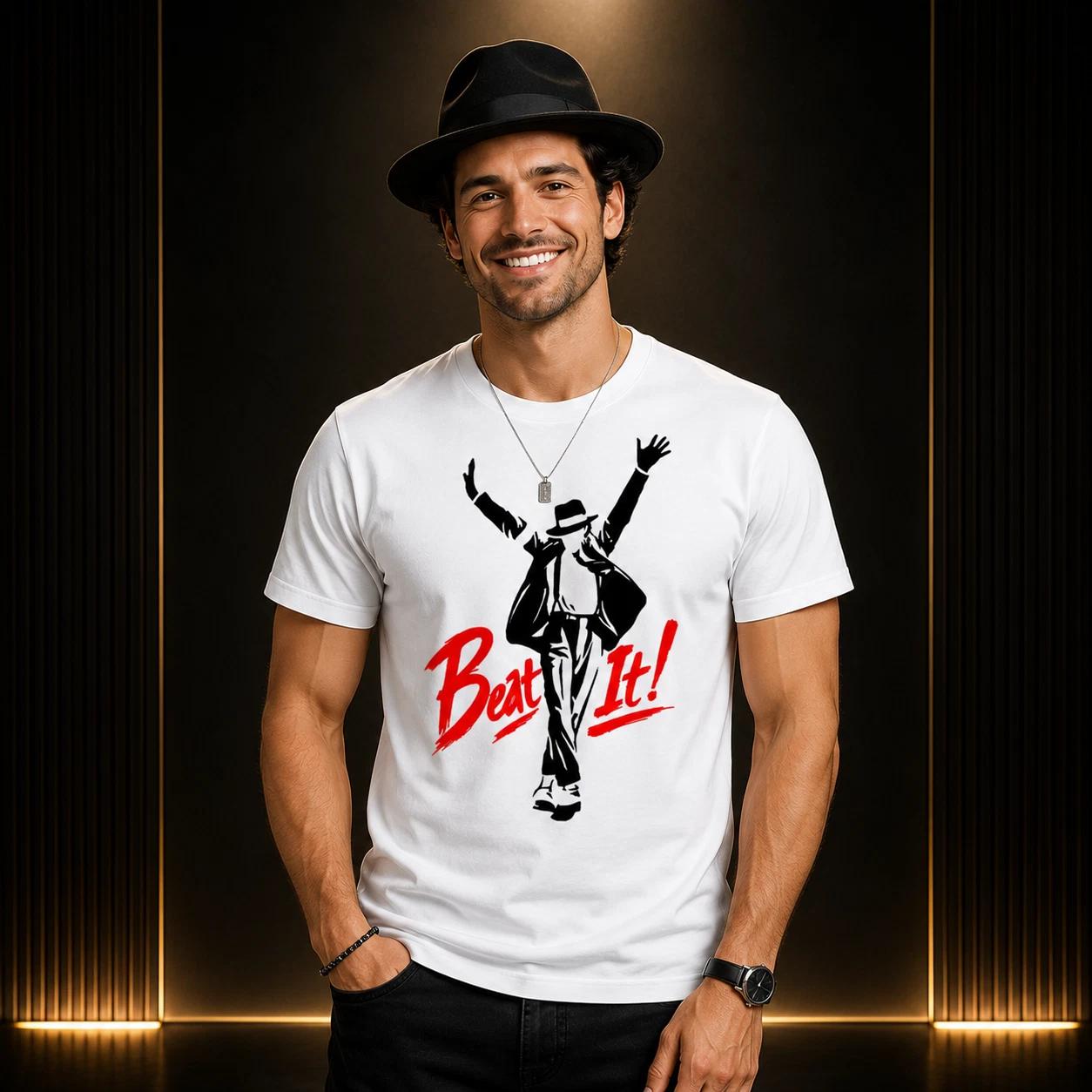 MJ Beat It Graphic T-Shirt Men Dance Pop Music Fan Casual Summer Streetwear Tee 2XL