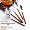 Stainless Steel Spoon & Fork Set with Wood Handle for Buffet & Hot Pot
