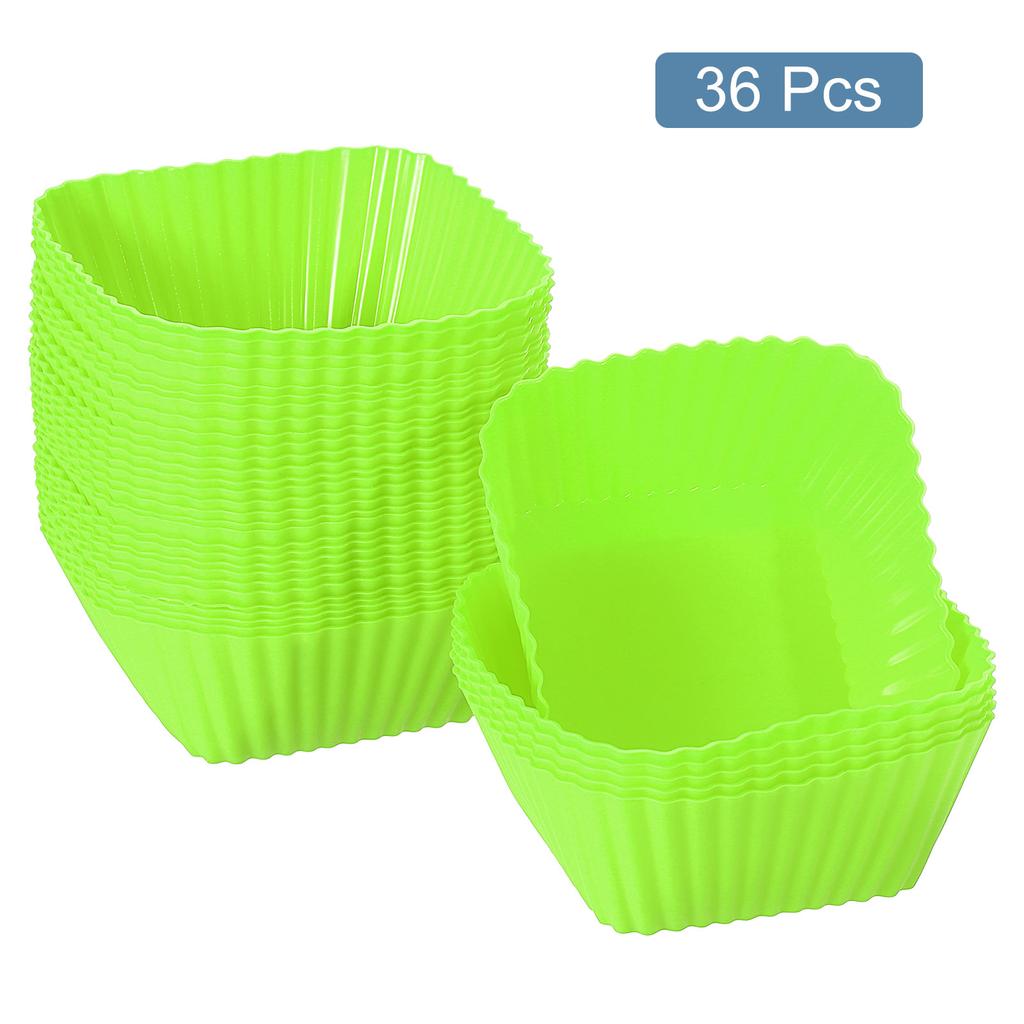 18/36pcs Square Reusable Silicone Cupcake Liners Silicone Cake Mold Muffin Cupcake Baking Molds for Wedding Birthday Party