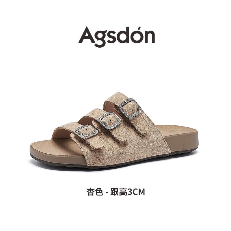 Augustus Denboken Slippers Women's 2025 Summer New Casual Beach Sandals One Pedal Flat Bottom Cool Slippers
