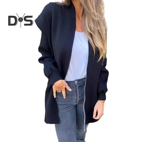 

Женское зимнее пальто с капюшоном, плотная застежка-молния, однотонные эластичные манжеты, средняя длина, длинные рукава, термобелье для повседневной носки, шерстяное пальто M чёрный