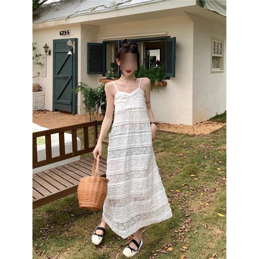 

Women s French-Style Apricot Lace Trim A-Line Camisole Dress - Slim Fit Summer Cake Dress M (45-50kg)