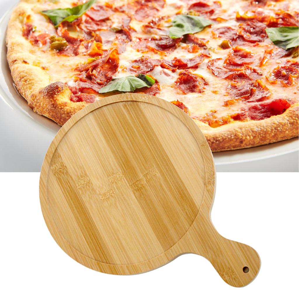 Bamboo Wood Pizza Tray Clear Texture Comfortable Hand Feeling Round Wooden Pizza Serving Plate