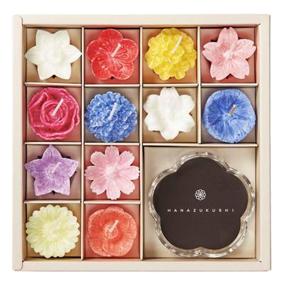 Kameyama Flower Gift Set Floating Seasonal Made of Plant Materials (Plant-based) Candle, Flowers,