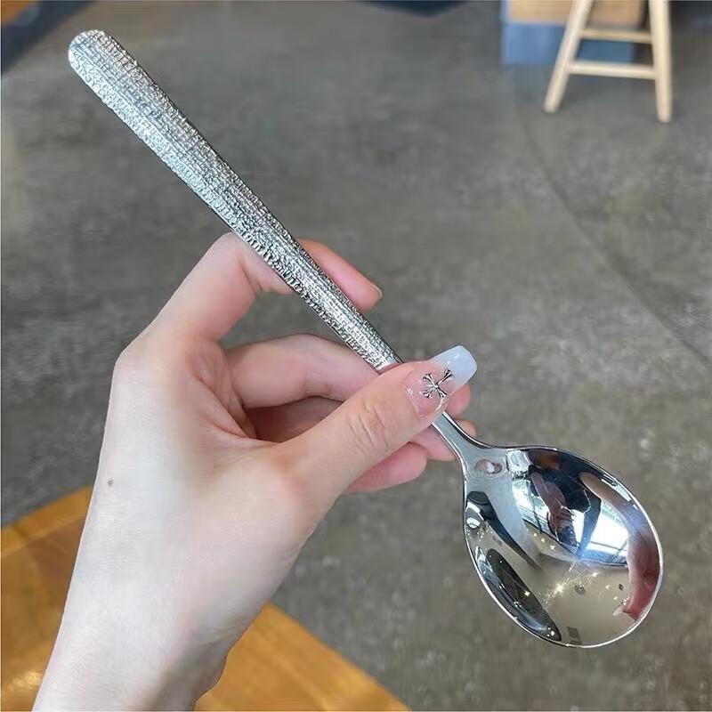 Edelstahl Eisstruktur Tafelbesteck Löffel Set