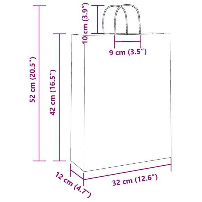 VidaXL Paper Bags 250 Pcs with Handles White 32x12x42 Cm, Paper Bag, Paper Gift Bag, Paper Gift Bag, 4101620