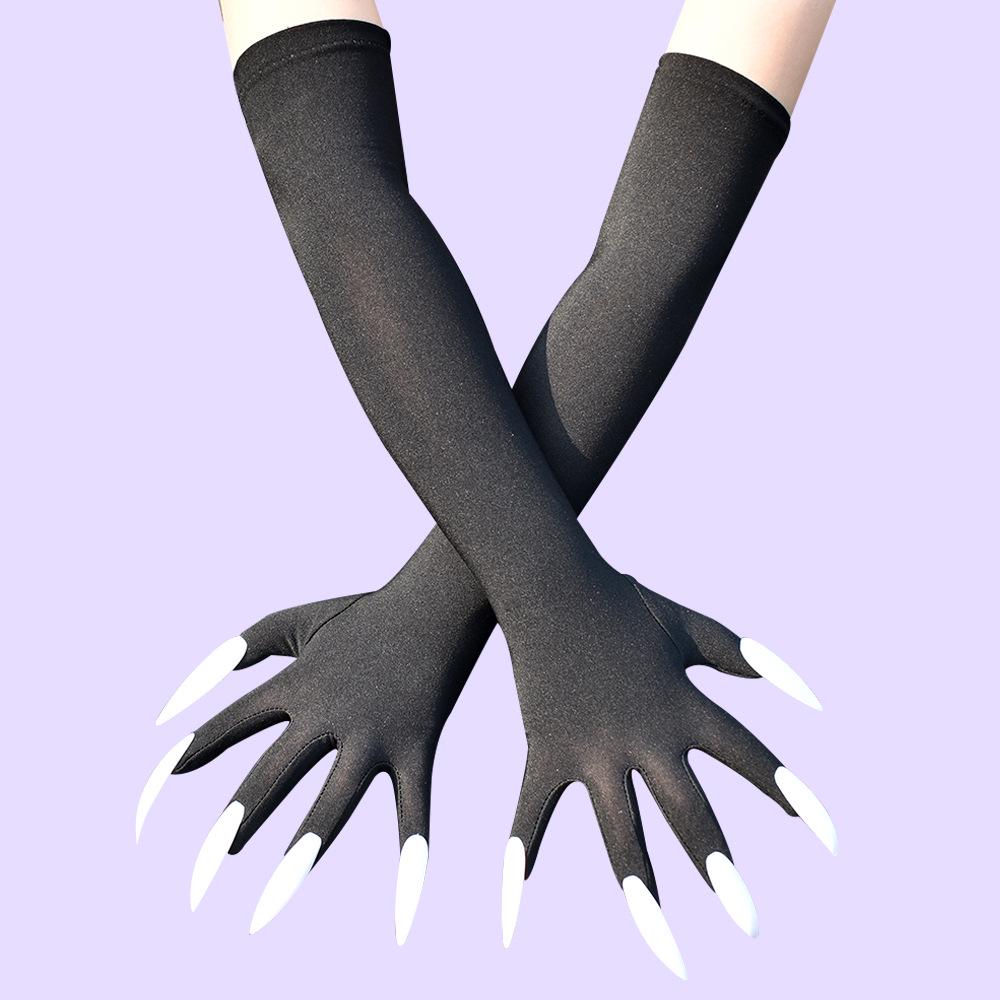 47cm Halloween Claw Gloves with Long Fingernails for Cosplay and Pranks