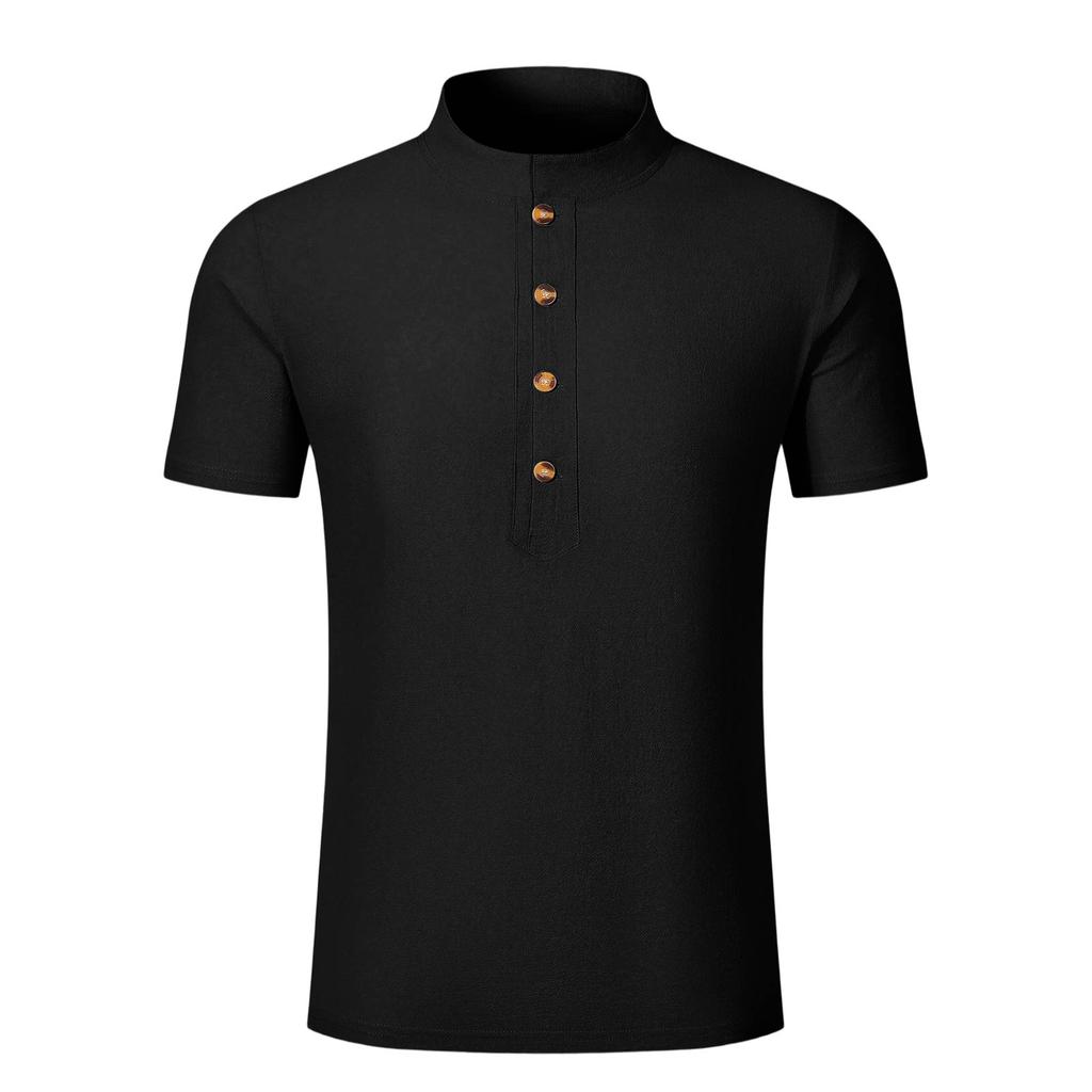 Men’s Summer Casual Loose Fit Button Up Polo Shirt with Short Sleeves Comfortable Lightweight Material Classic Design