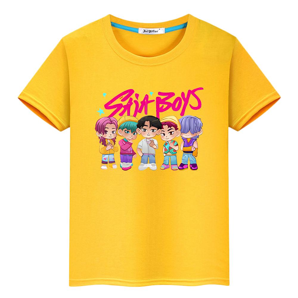 t shirt for kids boy 10year Saja Boys Print Cute Tops y2k kpop demon hunters Kawaii Tees 100%Cotton anime Short girls clothes