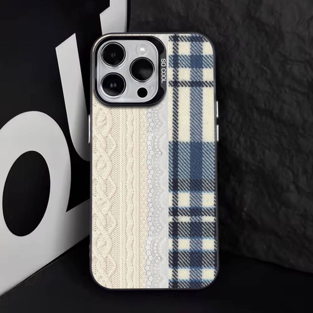 Style grille d'assemblage   Coque de téléphone pour iPhone 17,16,15,14,13,12,11 Plus,Pro Max,XS,Argent Coloré Plaqué Intérieur
