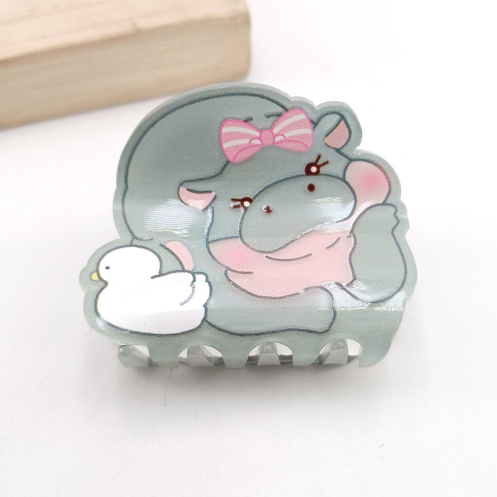 Cute Miss Hippo Hair Claw Flower Acrylic Small Shark Clip Set Headwear Geometry Cartoon Capybara Hair Clip For Girls