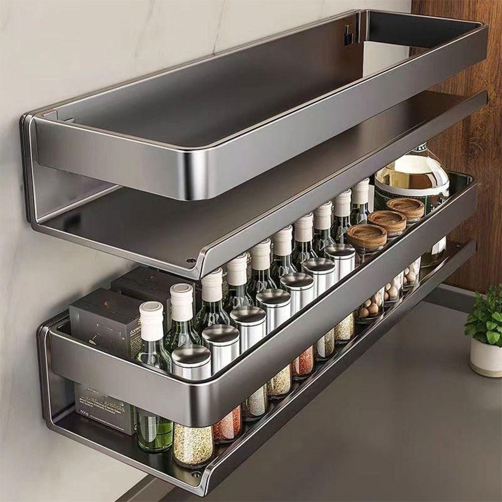 Wall Mounted Kitchen Storage Rack Moisture Resistant Wall Rack Spice Rack  Shower Wall