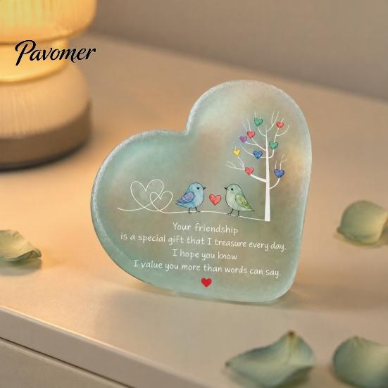 Sentimental Christmas Gifts for Besties Heart Ornament with Heartwarming Message, Best Friend Decorative Ornaments Car Keepsake, Acrylic Desk