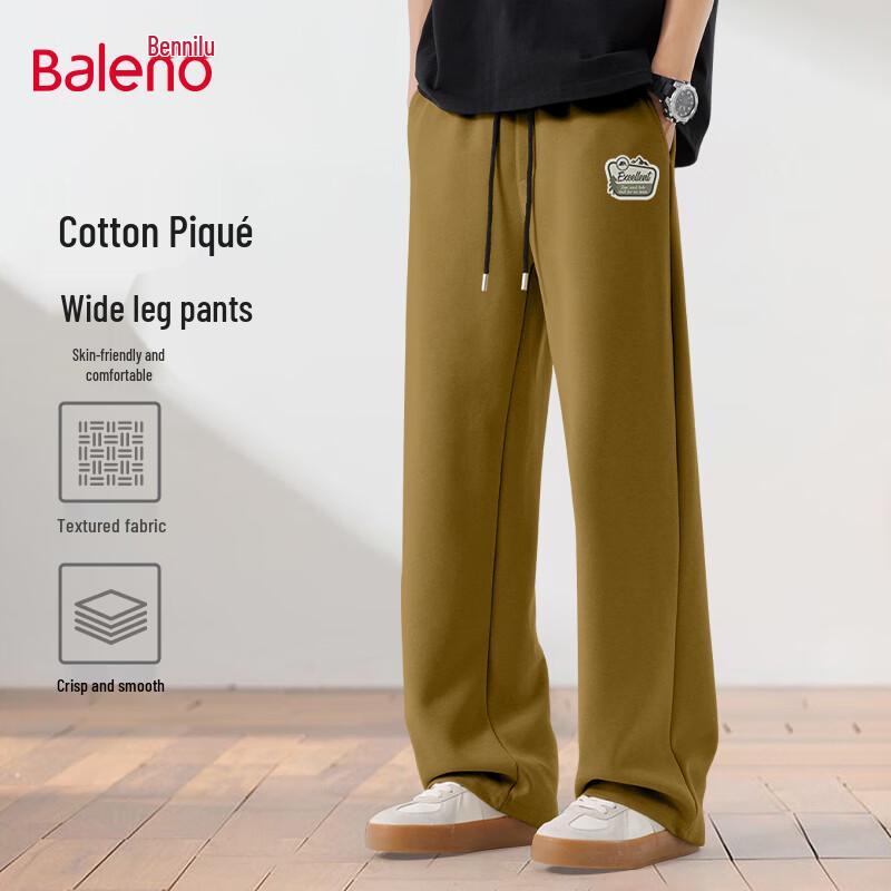 

Baleno Men s Loose Fit Heavy Pique Wide-Leg Pants L