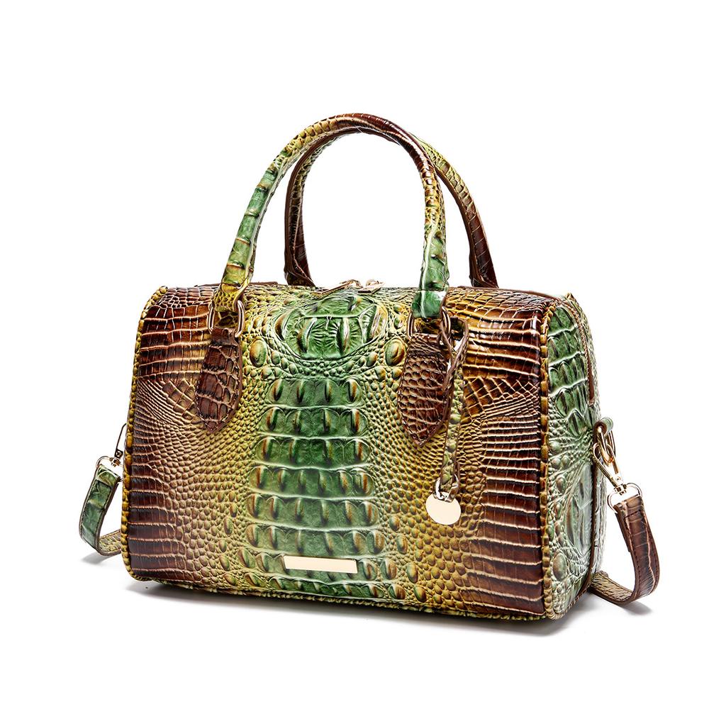 New European and American Handheld Underarm Crossbody Travel Retro Women's Bag Brahmin Crocodile Pattern