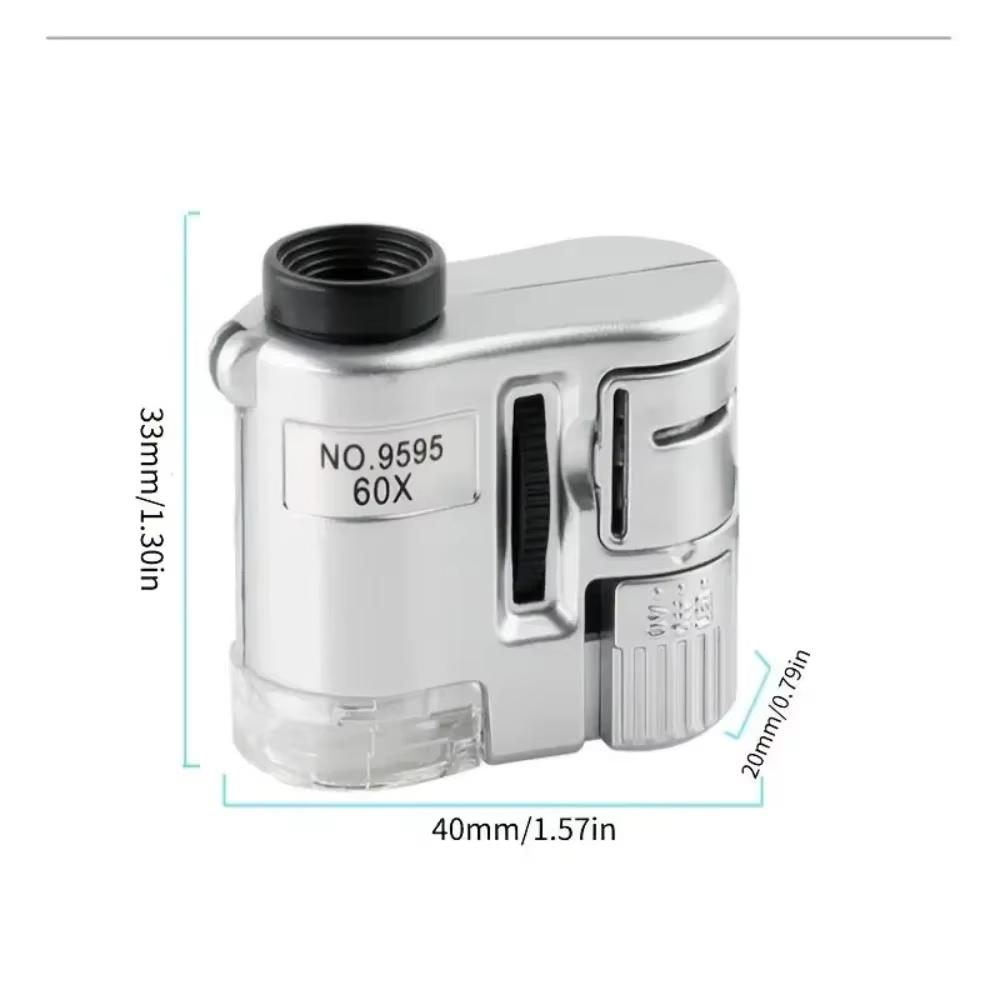Portable 60X Handheld Magnifying Glass Mini Pocket Microscope Loupe Currency Detector Jeweler Magnifier With LED Light