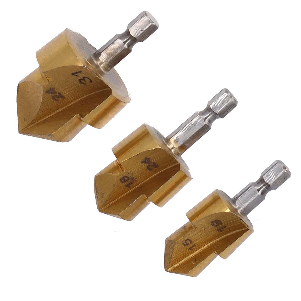 3 Pcs Set PPR Lifting Drill Bit 1/4 Inch Hex Shank Water Pipe Expansion Drill Puncher Hole Opener Expander