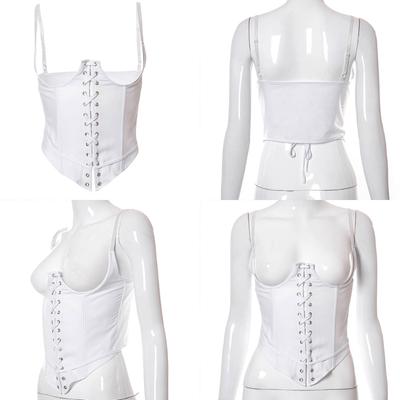 Fashion Solid Color Corset Tops Chest Support Elegant Patchwork Curver Shaper Bustier with Bandage for Womens