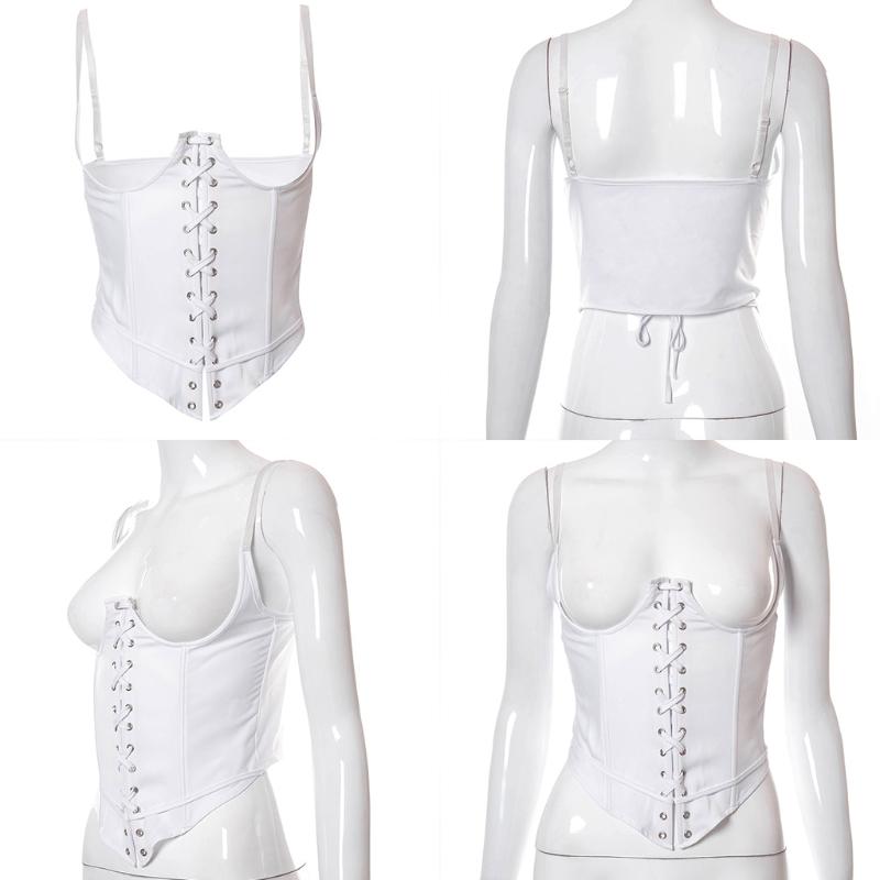 Fashion Solid Color Corset Tops Chest Support Elegant Patchwork Curver Shaper Bustier with Bandage for Womens
