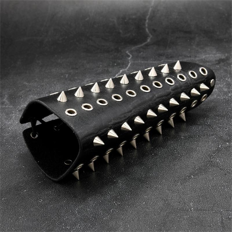 Multiuse Punk Arm Cuff PU Leather Arm Bracers With Secure Laceup Design For Music Festival Masquerades Party Photography