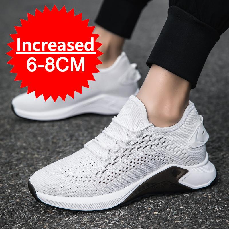 New Invisible Heightening 8CM Men Running Shoes Low Heel Soft Bottom Casual Sports Shoes Breathable Mesh Inner Lining EVA Insole