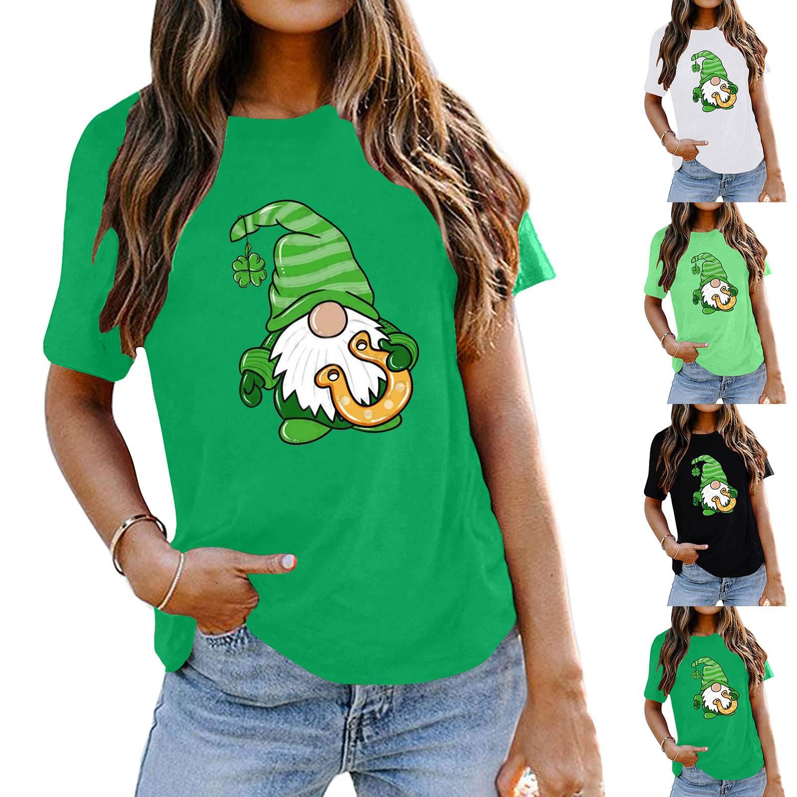 

Adies Casual St Patrick s Day Принт Пуловер с круглым вырезом Топ