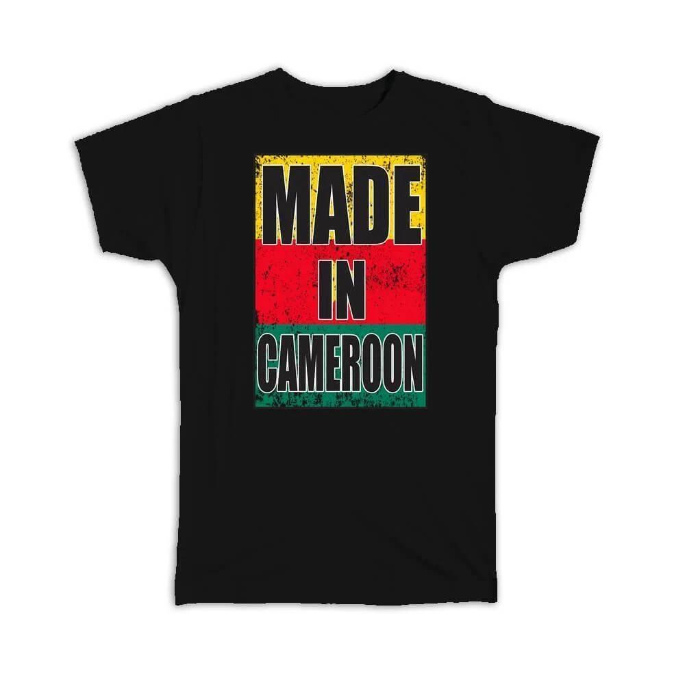 

Gift T-Shirt : Made In Cameroon Flag Retro Artistic Cameroonian Expat Country L