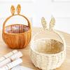 Durable Handmade Basket In Neutral Tone With Fun Rabbits Ear Detail Perfect For Fashion Home Decorations