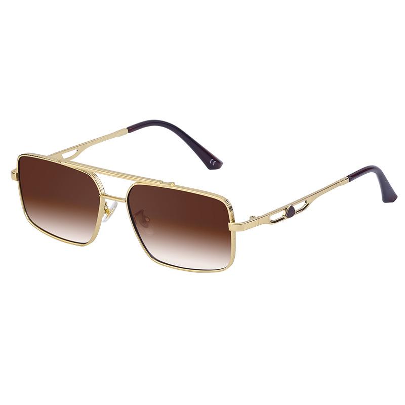Lunettes de soleil rétro à double faisceau en métal pour hommes, lunettes de conduite en boîte