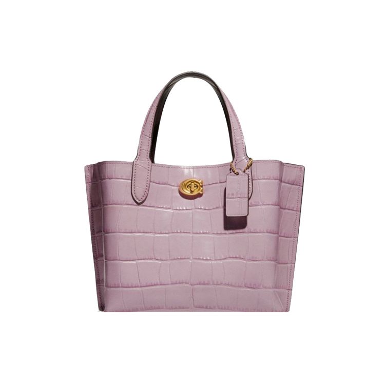 

Coach Willow 24 Turn Lock Zipper Double Layer Crocodile Pattern Leather Bucket Tote Bag Crossbody Handbag Medium Women tote bags Lavender C8632-B4NBC Basic Set (Bag+Dust Bag)