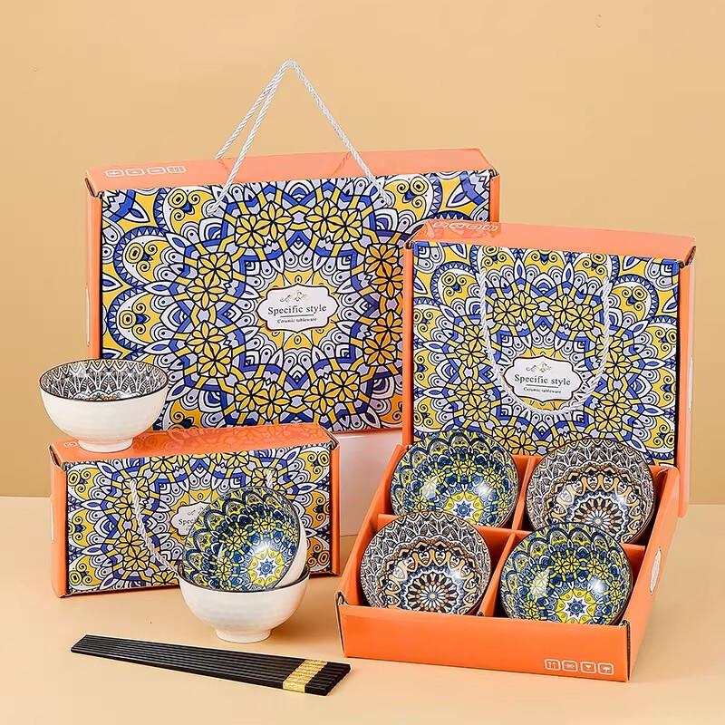 Elegant Ceramic Rice Bowl & Chopstick Set