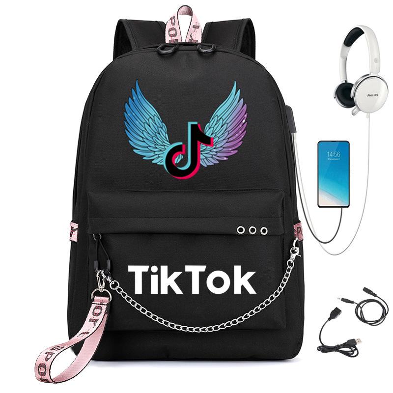Buy Tik Tok Boy Girl Backpack USB Charging Travel Backpack Students