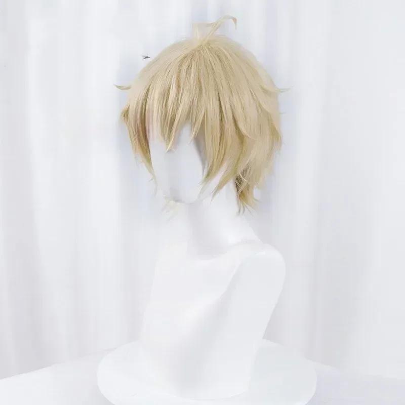 Mikaela Hyakuya Cosplay Wig Men Short Light Blond Wig Cosplay Anime Cosplay Wigs Heat Resistant Synthetic Wigs
