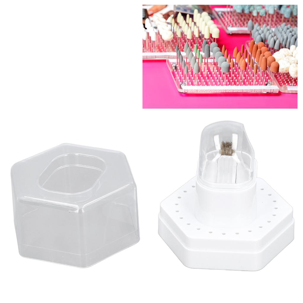24 Holes 2 in 1 Drill Bits Stand Display Storage Box Nail Drill Bits Cleaning Brush Case Multifunctional Nail Drill Bits Case for Manicure