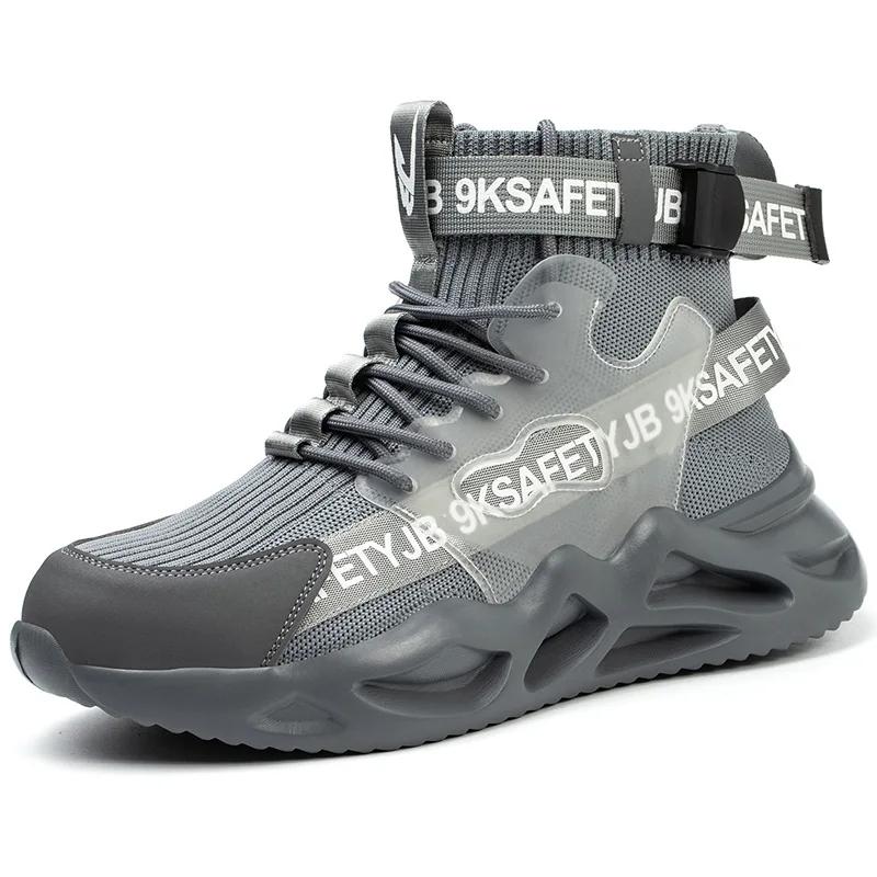

New Fashion Man Safety Puncture Proof Work Sneakers Lightweight Men Steel Toe Cap Indestructible Male Shoes 37