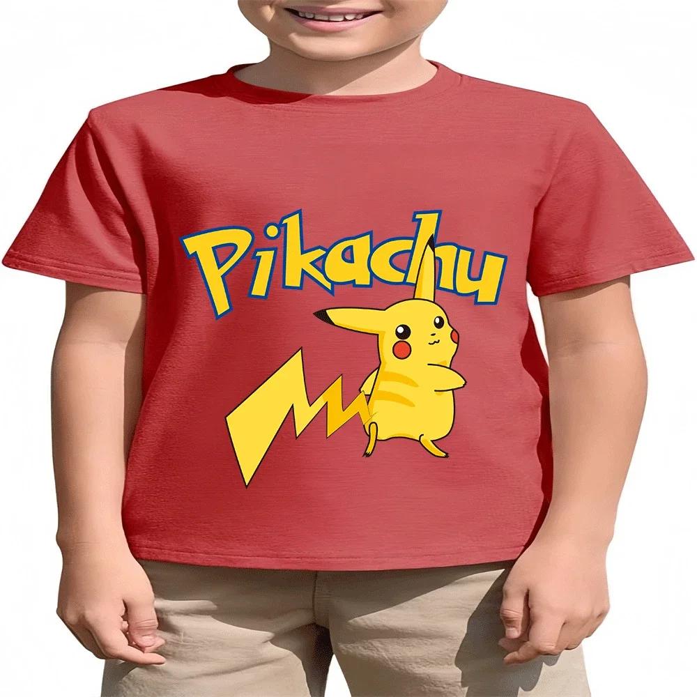 Pikachu Anime Kids Cotton T Shirt Summer 214Y Casual Daily Children Top Hot Sale
