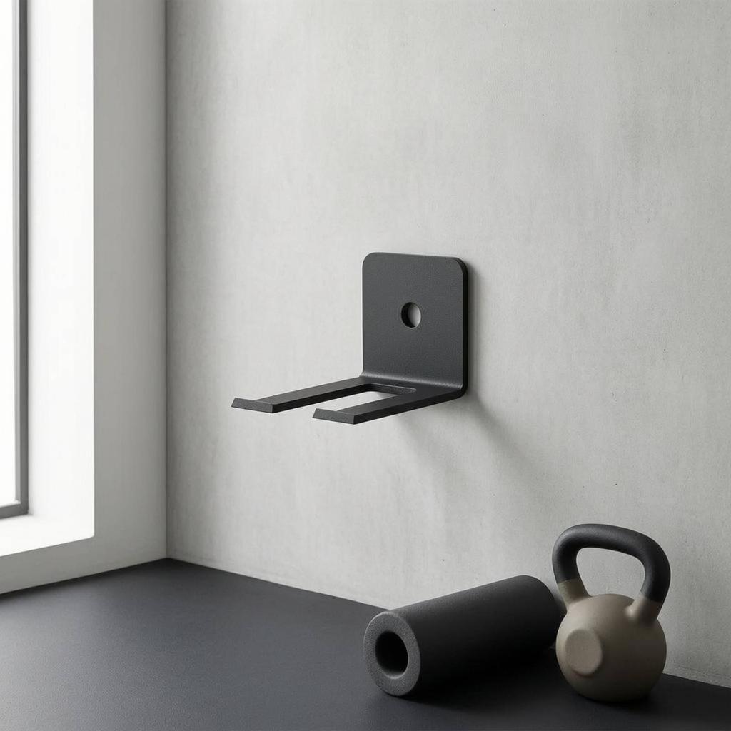Wall-Mounted Fitness Hook Black Two-Prong Storage Bracket 4 Mm Thick