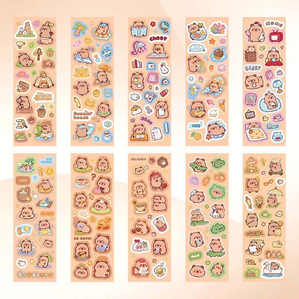 10Sheets Capybara Capybara Stickers School Supplies Kids Toys Sticker  Water Bottle