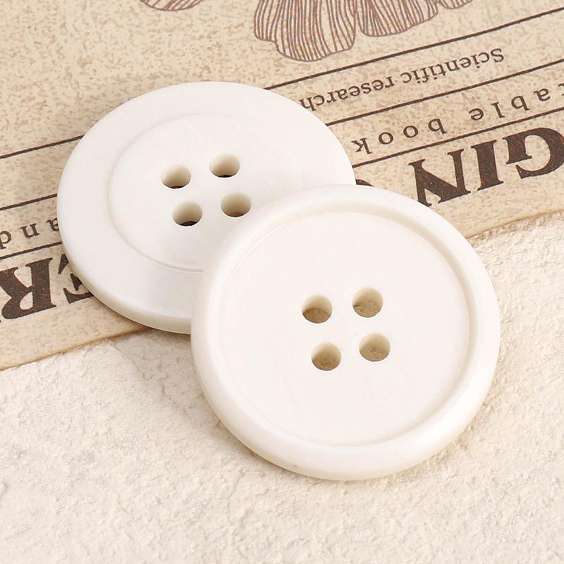 Versatile Beige Resin Coat Buttons: Summer Wear Woolen Round Four-Hole Design for Men and Women