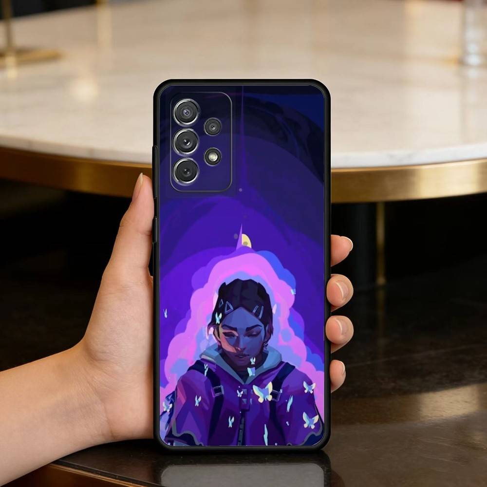 

Clove V-Valorant-S Game Soft Silicone Black Cover Phone Case For Samsung Galaxy A73,A72,A71,A70,A53,A52,A51 Samsung a21