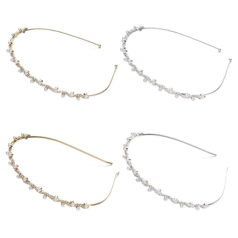 Accessories Ornament Women Crystal Rhinestone Haiband Wedding Party Pearl Wave Headband Hair Hoop