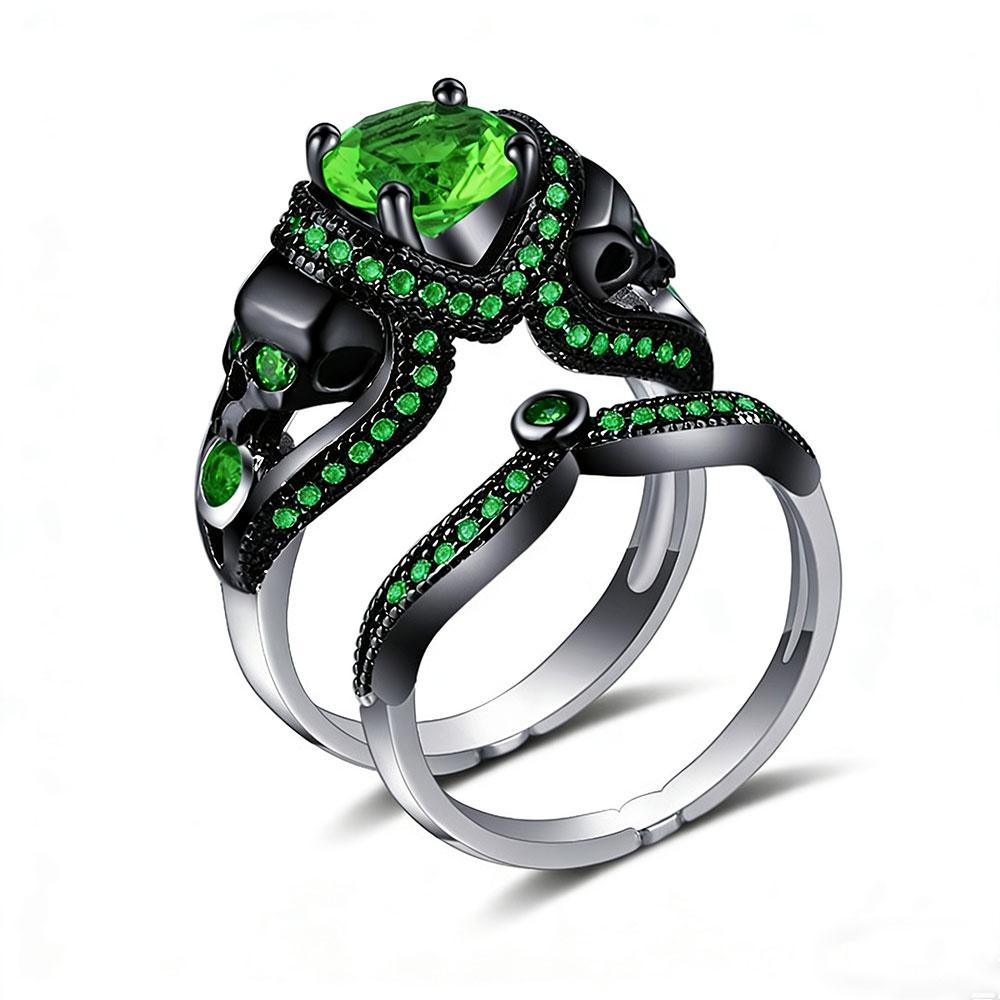 Black Color Skull Women Zircon Punk Rings Women Engagement Ring Jewelry Ring Set Engagement Jewelry