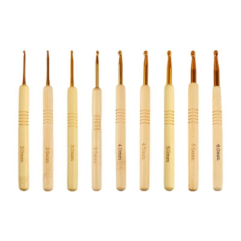 

9 шт. Ергономічний гачок для в язання 2,0 мм - 6,0 мм Дерев яна ручка Гачок для в язання для початківців Дорослих В язання Светрів Шарфів Сумок Шкарпеток