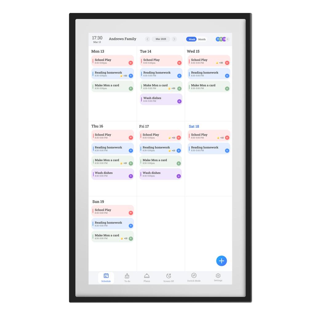15.6 Inch WiFi Wall Planner Digital Calendar Chore Chart 1920x1080 Smart Touchscreen Interactive Display Wall Desk