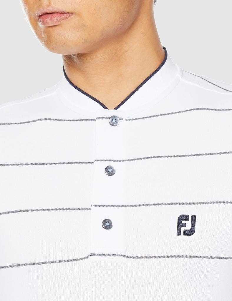 FootJoy Modern Classic Chalk Stripe Short Sleeve Braided Collar Shirt, White, Men's XL, 80454-XL