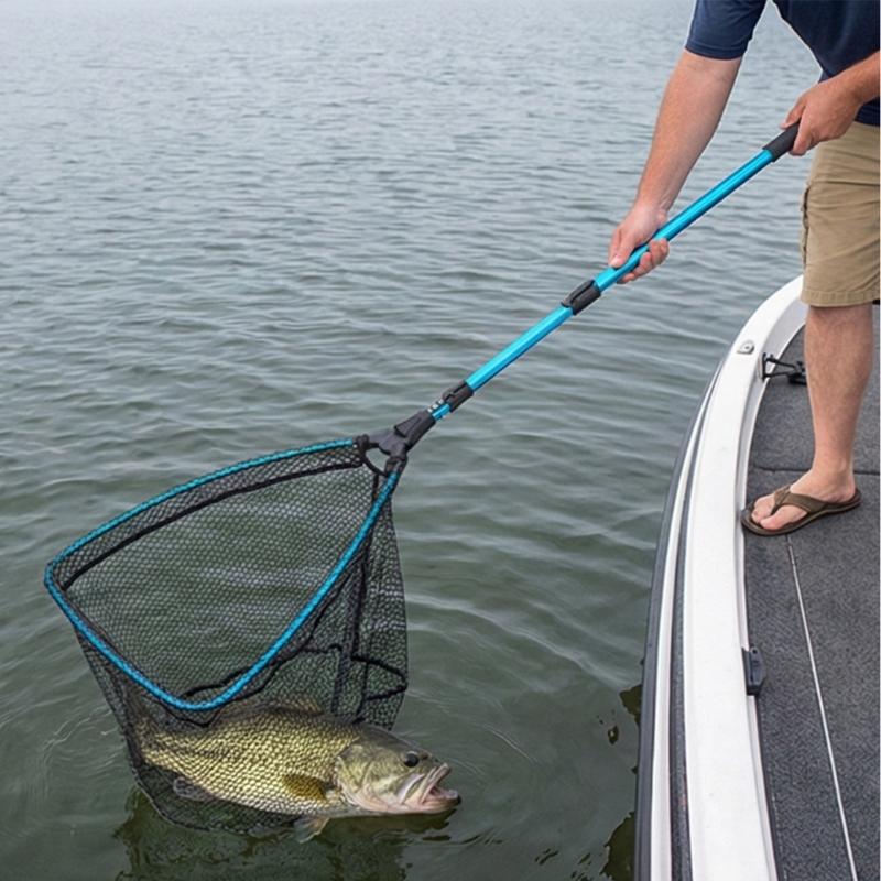 Aluminum Poles Fishing Landing Net Fishing Net Portable for Adult Unisex Foldable Landing Net with Comfortable Handle