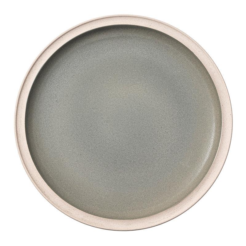 Vintage Thick White Edge Ceramic Bowl Plate Tableware Round Bowl Household Dish Plate Large Plate Restaurant Salad Bowl Ramen Bowl