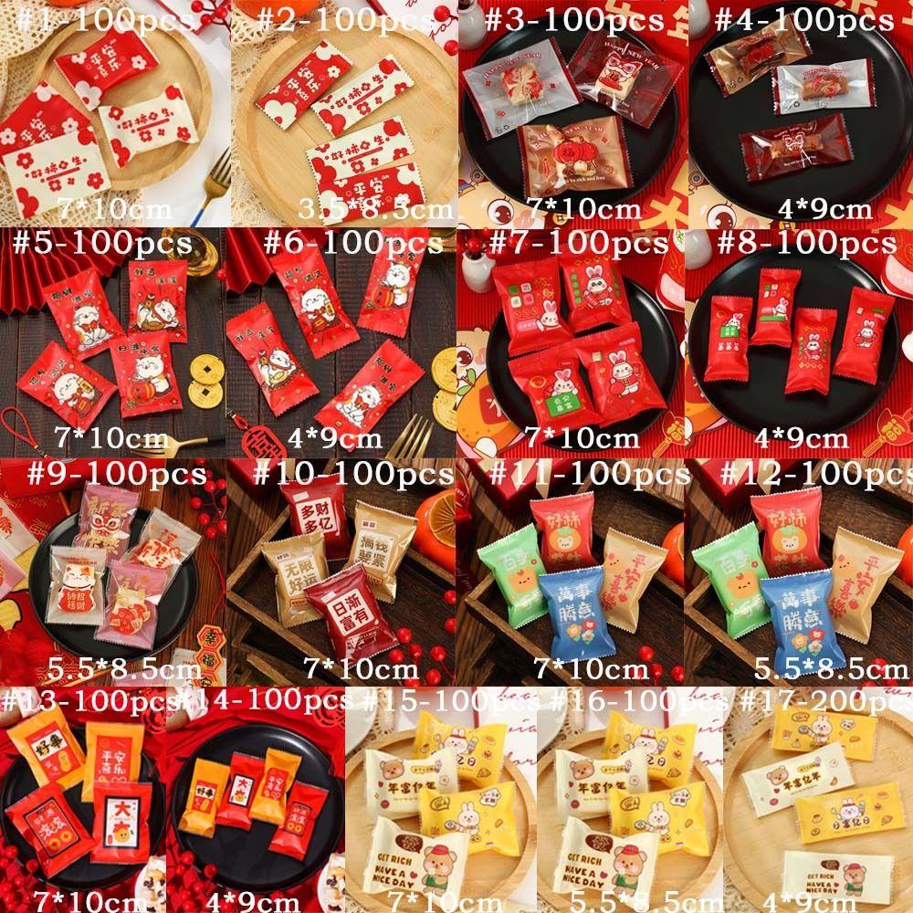 100pcs Handmade Snowflake Crisp Packaging Bag Transparent New Year Sealing Bag Snack