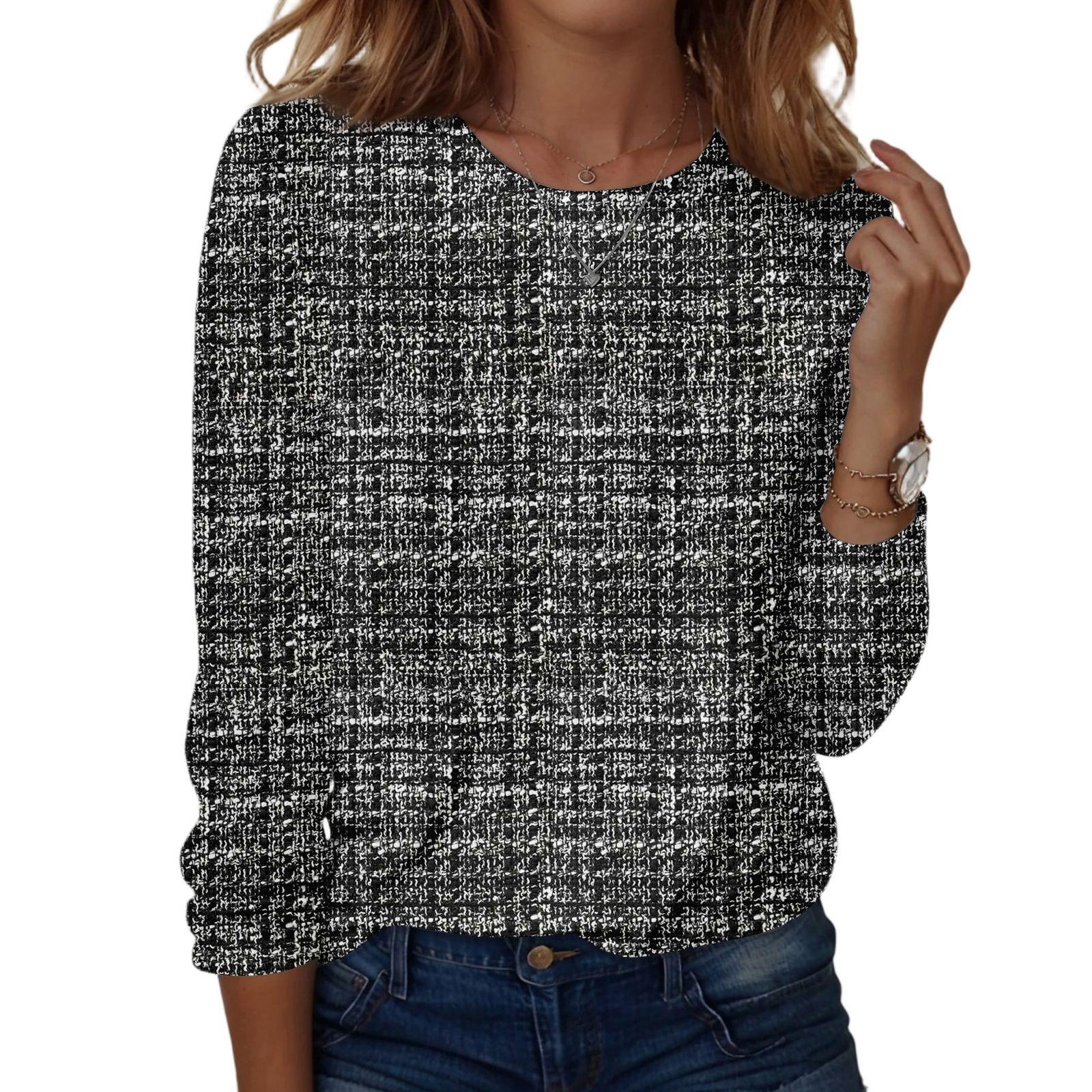 

Жіночі сорочки з довгим рукавом. Трійники з милим принтом. Блузки. Повсякденні топи. Пуловери. XL чорний